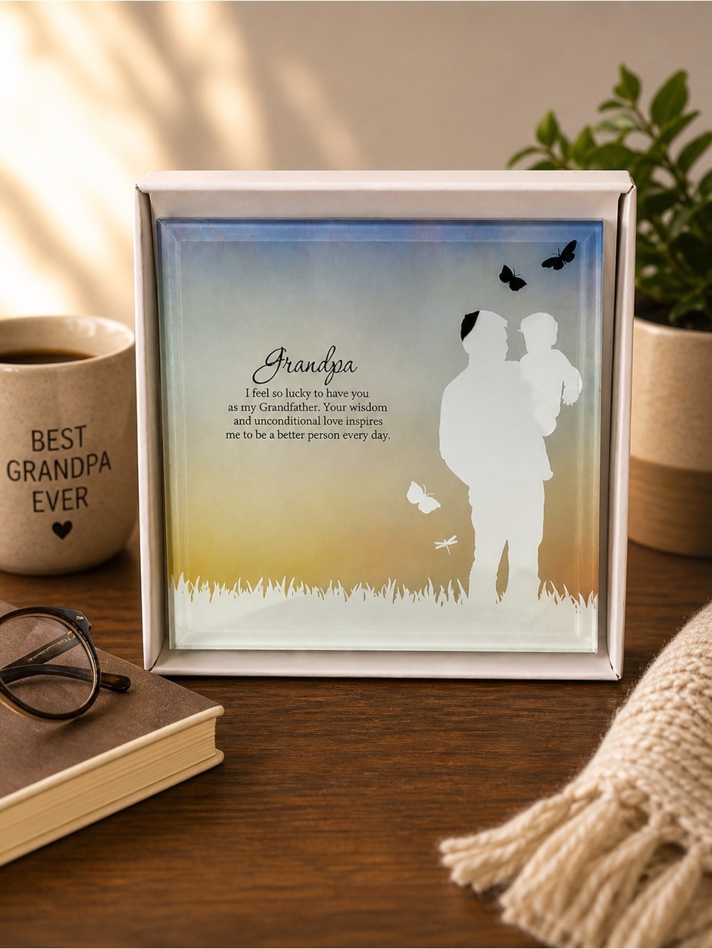 Grandpa mirror Plaque – Grandparents Day Gift Inspirational Quote Home Decor New